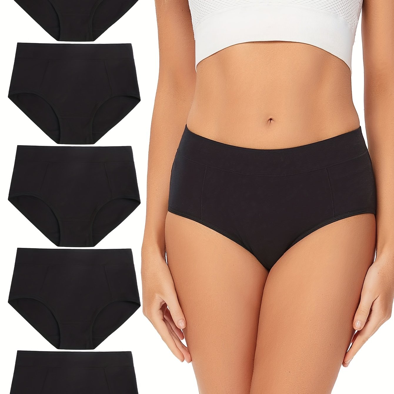5 Pack Plus Size Panties Set Women's Plus Comfort Solid Full Cover