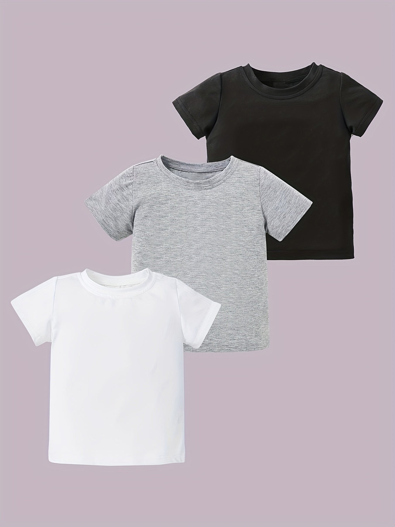 3pcs Toddler Girl's Short Sleeve Summer T Shirts Crew Neck Basic Tee Set