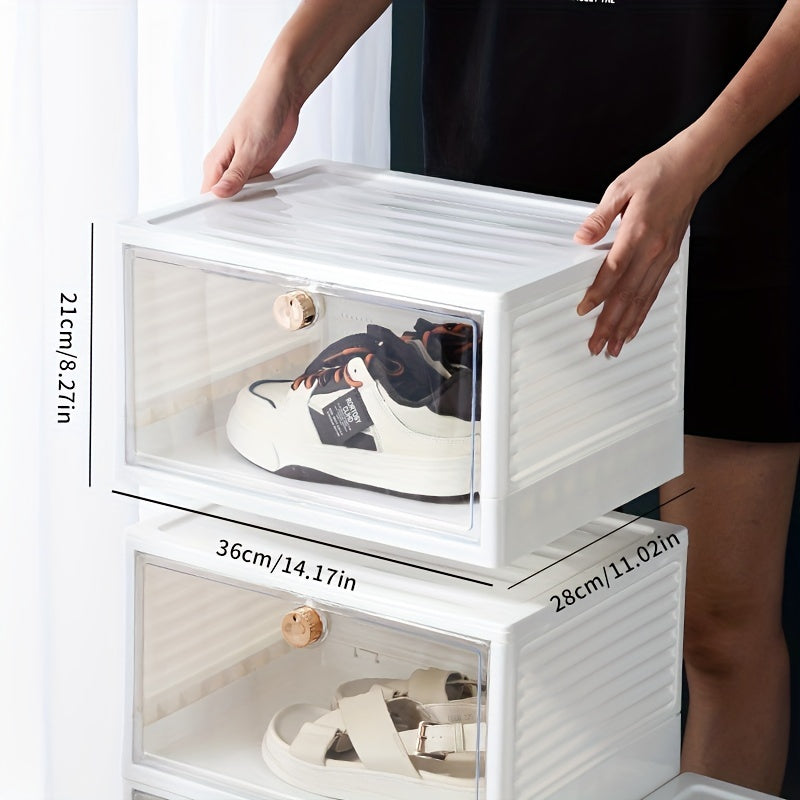 Plastic Shoe Rack Box Stackable Shoe Storage Box Entryway Hallway Bedroom