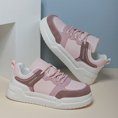 Women's Faux Leather Chunky Sneakers Casual Skate Shoes for Outdoor Sports