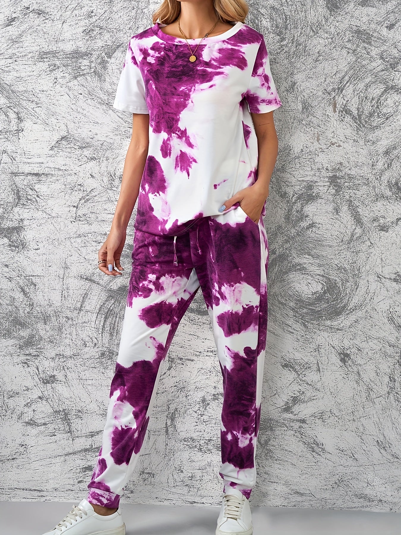 Women's Plus Size Tie Dye Top & Joggers Set