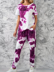 Women's Plus Size Tie Dye Top & Joggers Set