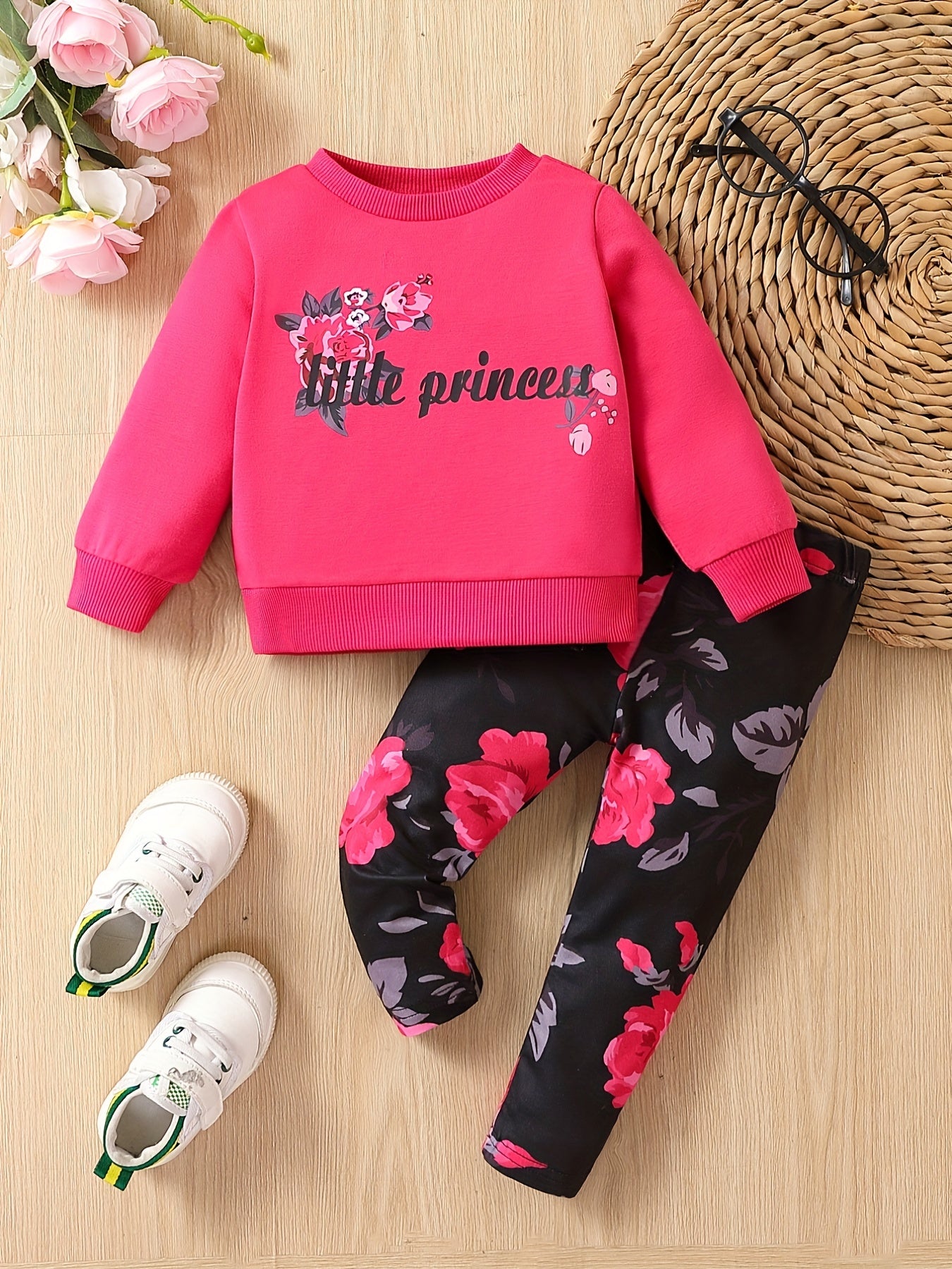 Baby Girls Little Princess Sweatshirt Floral Pants Set