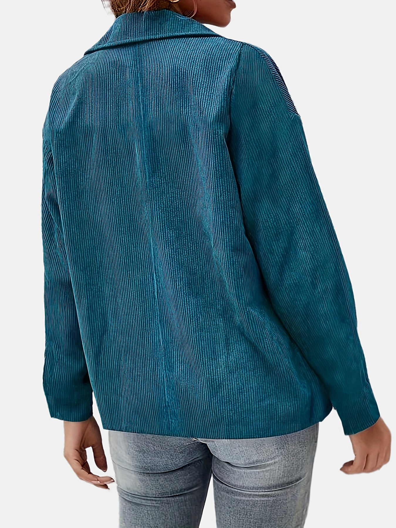 Corduroy Lapel Collar Long Sleeve Double Breast Blazer