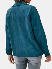 Corduroy Lapel Collar Long Sleeve Double Breast Blazer