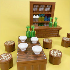 Wooden Bar Set with Stackable Building Toy