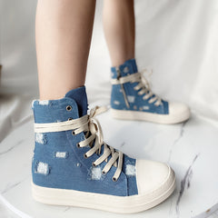 Women's Lace Up High Top Solid Sneakers