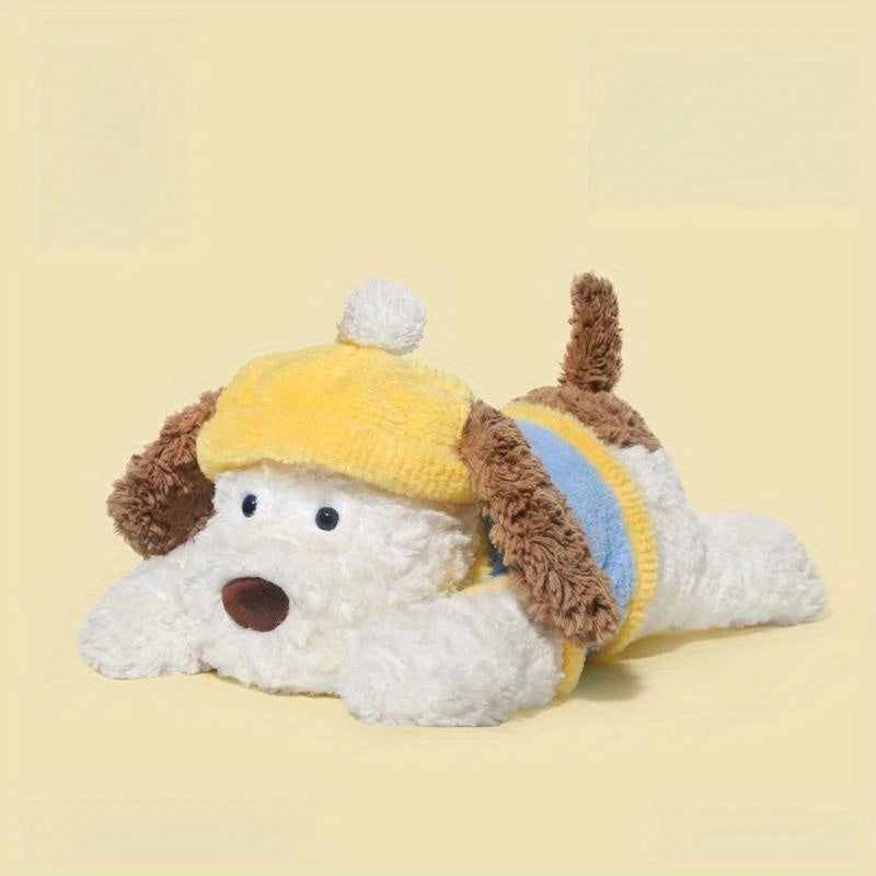 Cartoon Dog Plush Toy Yellow Hat Soft Stuffed Animal Mixed Colors