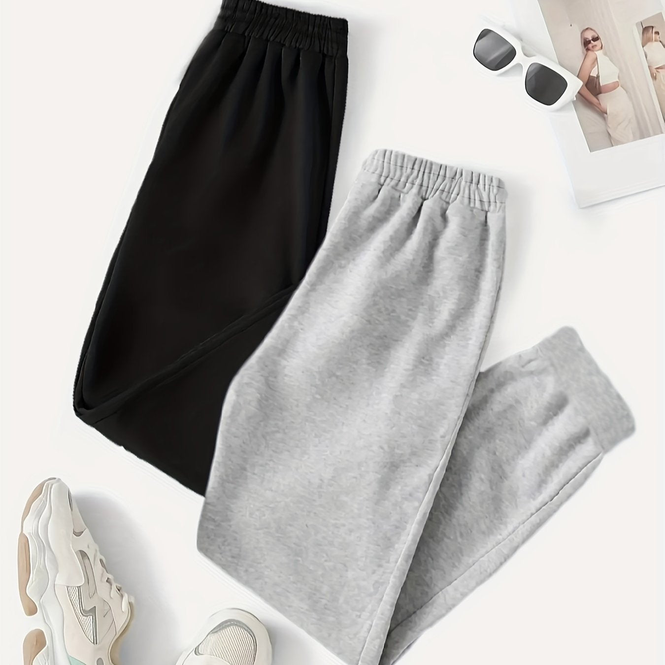 Casual Elastic Waist Jogger Pants Women's Clothing