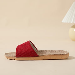 Women's Open Toe Flat Slides Lightweight Non slip Solid Slippers