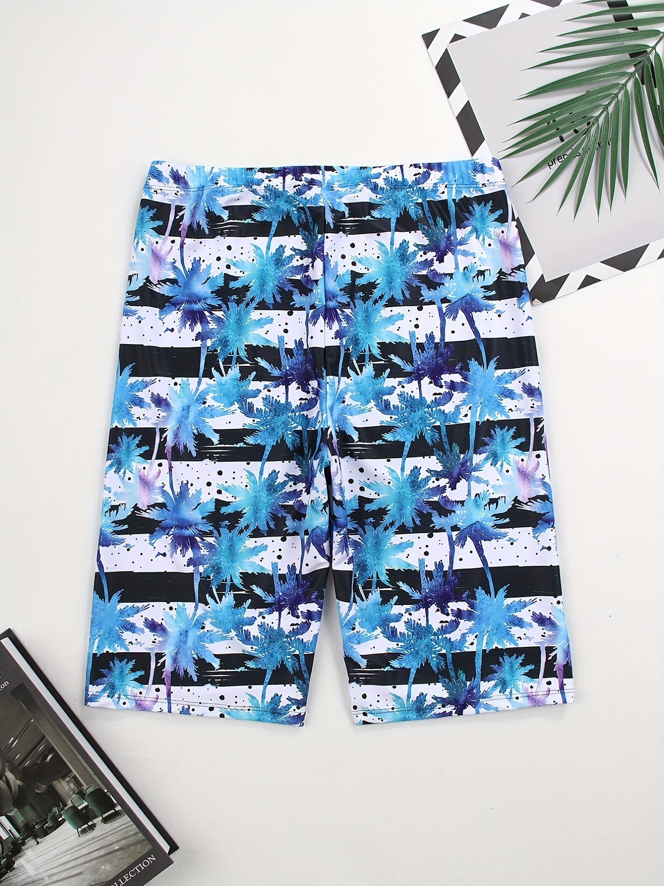 Ink Dot Gradient Palm Tree Silhouette Swim Trunk Men's Swimwear