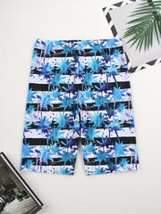 Ink Dot Gradient Palm Tree Silhouette Swim Trunk Men's Swimwear