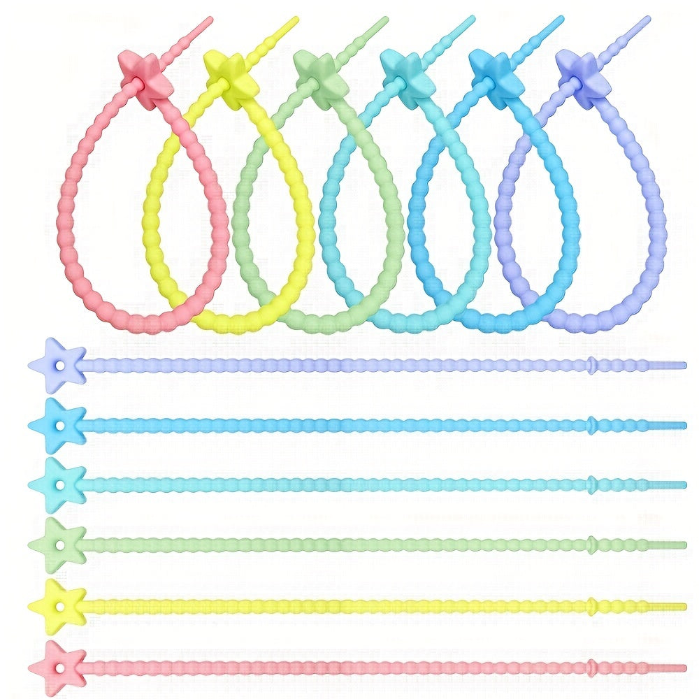 Set of 5 Star-Shaped Silicone Zip Ties for Charging Cords