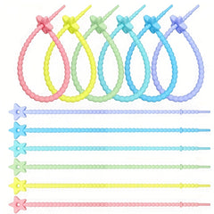 Set of 5 Star-Shaped Silicone Zip Ties for Charging Cords