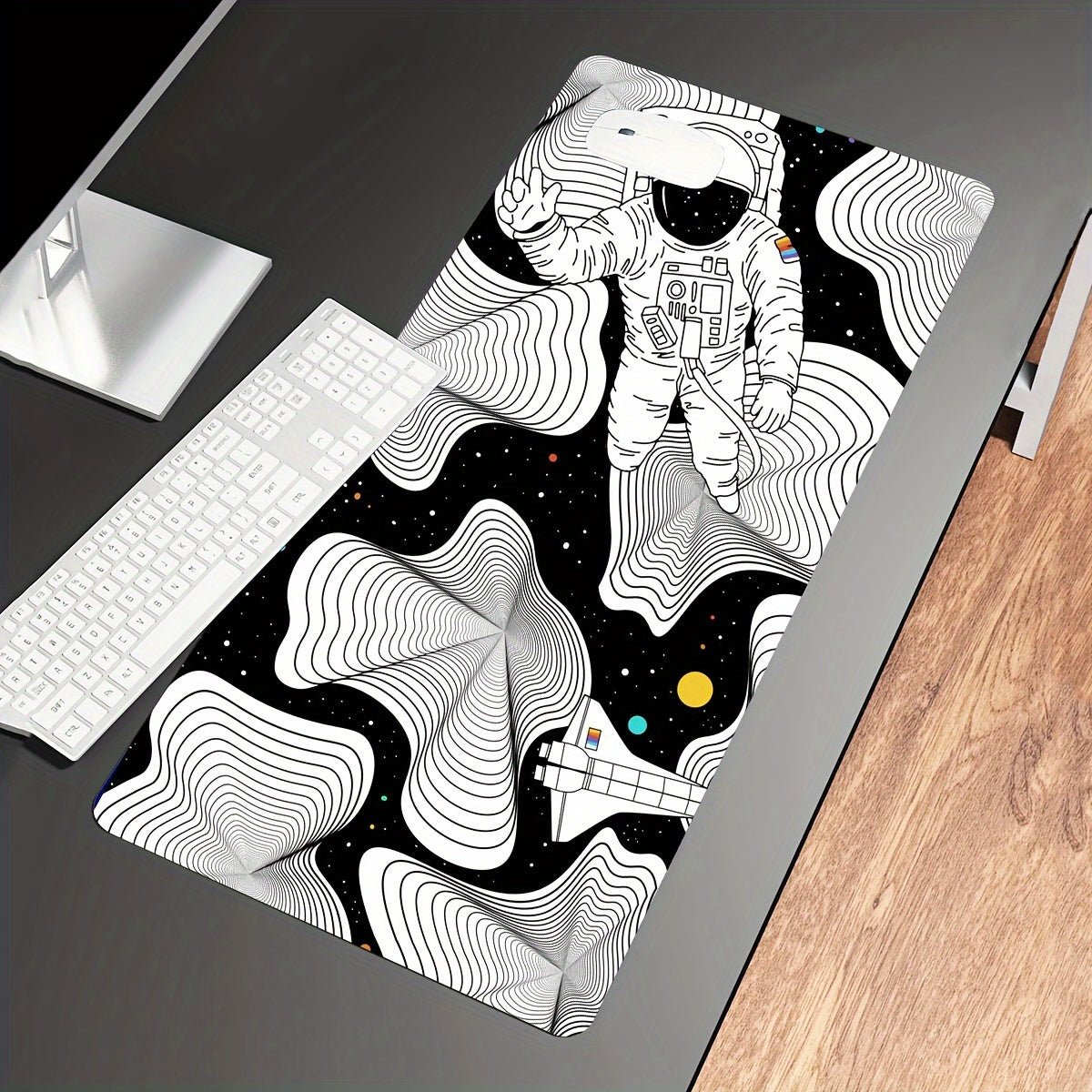 Oversized Gaming Desk Pad Disordered Theme Pattern 3D Printed Mouse Pad