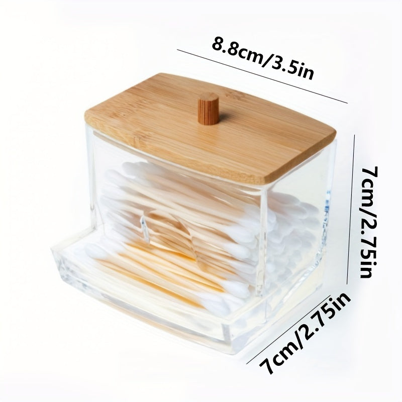 7 OZ Cotton Swab Holder Apothecary Jar With Wood Lids