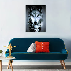 Forest Wolf Canvas Painting Frameless Decorative Wall Art Picture