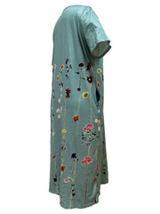 Floral Print Short Sleeve Ruched Dress