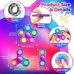 3 Pack Pop Fidget Spinner Adult Stress Relief Toy Goodie Bag Stuffers