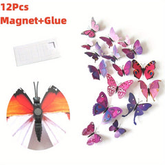 12pcs 3D Butterfly Magnet Craft Decorations