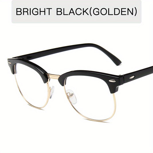 Half Rimless Clear Lens Eyeglasses Vintage Classic Light Blocking Eyeglasses
