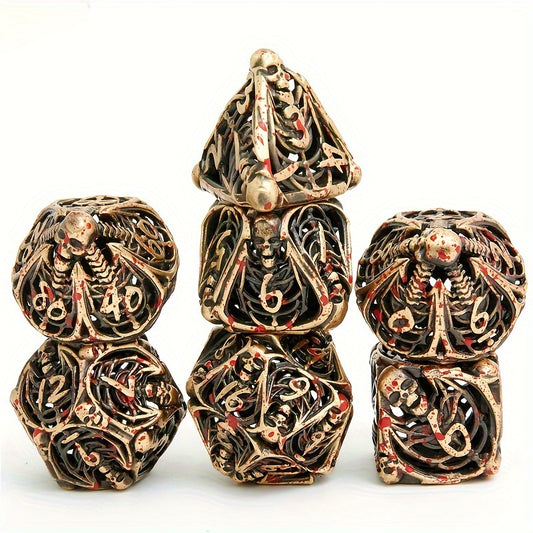 7pcs Skull Hollow Metal Polyhedral Dice Set for RPGs