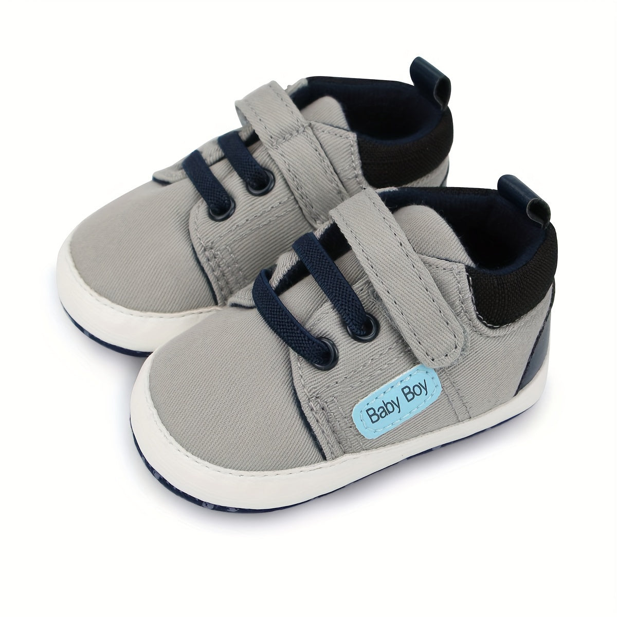 Baby Boys Hook and Loop Fastener Sneakers Lightweight Non Slip Shoes