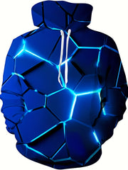 Geometric Print Hoodie For Men with Kangaroo Pocket