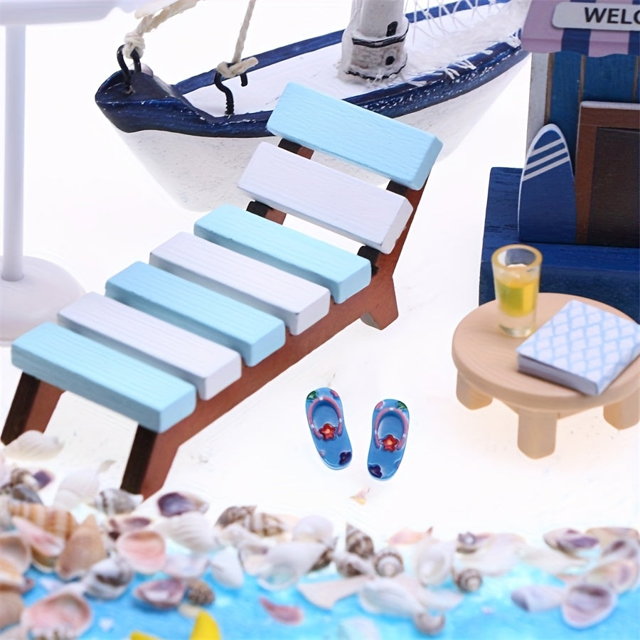 Resin Slipper Model with Tiny Beach Scene & Flip Flop Accessories for Dollhouses