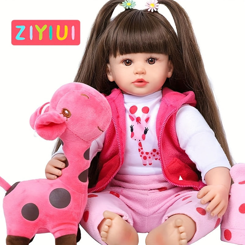 Rebirth Doll 55 Long Hair Girl Doll Toy Soft Newborn Baby Toy Birthday Gift
