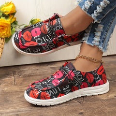 Women's Letter & Heart Pattern Skate Shoes