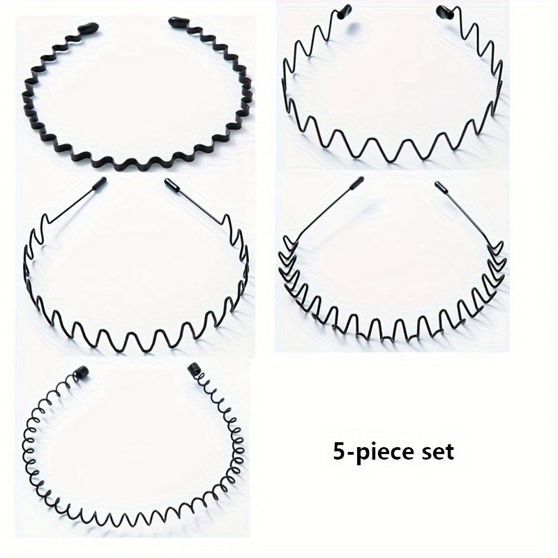8pcs Water Wave Headbands Set Non clip Metal Hair Hoops Basic Hair Accessories