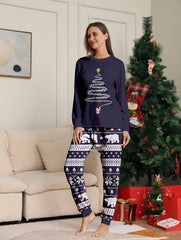 Christmas Print Pajama Set Long Sleeve Top & Pants