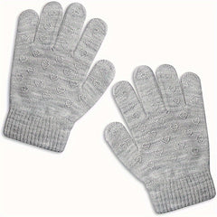 Kids Winter Gloves Knitted Warm Elastic Boys Girls 5-11