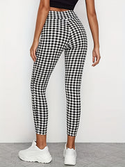 Shepherd Print High Rise Stretch Leggings for Plus Size Women
