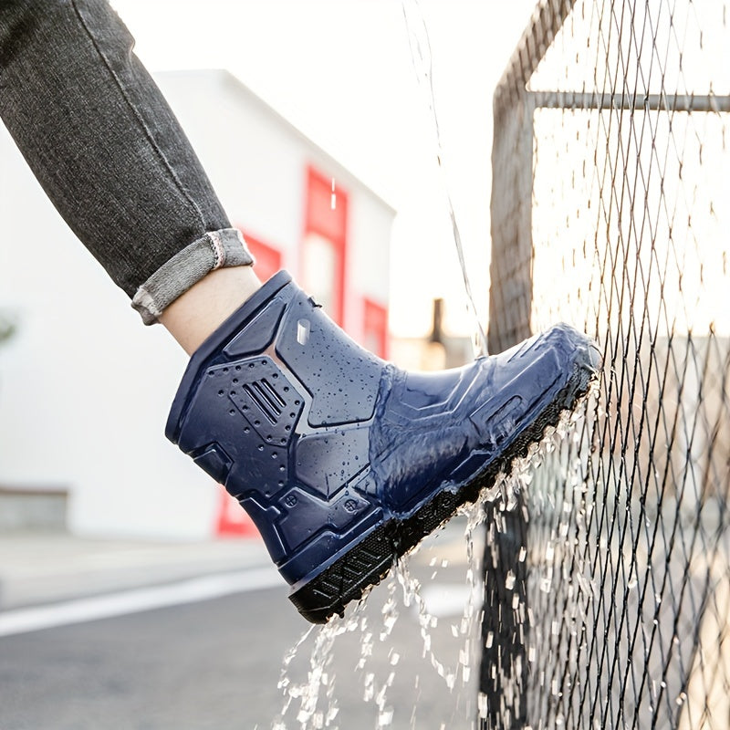 Men's Mid Top Rain Boots Waterproof Non-slip Galoshes