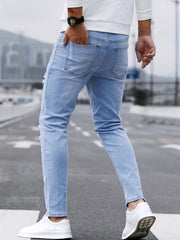 Slim Fit Ripped Jeans Men Casual Street Style Distressed Denim Pants