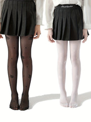 Girls Footed Leggings Bees Print Tight Fit Mesh & Thin Stockings Pants
