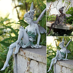 Resin Flower Fairy Sitting Statue Garden Decoration