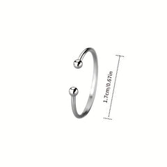 S925 Sterling Silver Open Ring Double Ball End Jewelry for Women Girls