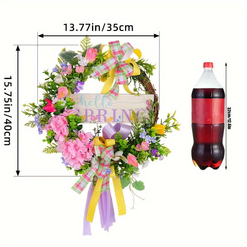 Spring Wood Sign Flower Wreath Christmas Hanging Decorations