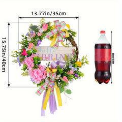 Spring Wood Sign Flower Wreath Christmas Hanging Decorations