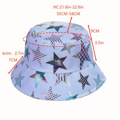 Star Print Bucket Hat Hip Hop Basin Hat Lightweight Foldable Fisherman Cap