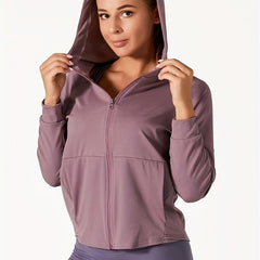 Outdoor Sports Long Sleeve Yoga Tops Quick Drying Gym Hooded Zipper Cardigan