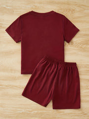 2pcs Boys Casual Short Sleeve T shirt&Shorts Set Summer Kids Clothing