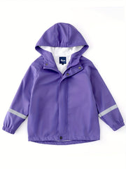 Kids Raincoat Boys Girls Spring Autumn PU Jacket Waterproof Reflective Strips