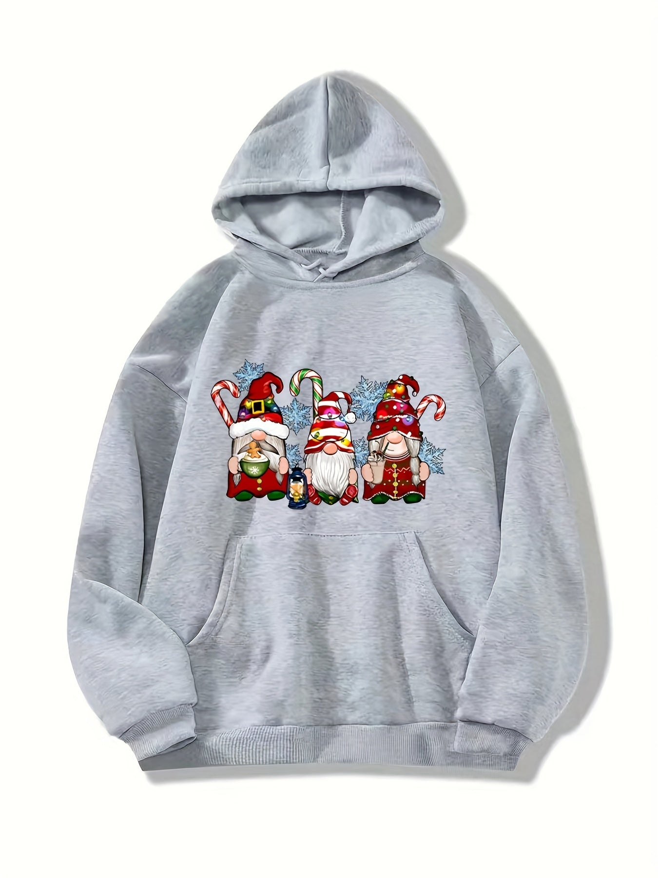 Christmas Gnomes Print Hoodie Casual Sweatshirt