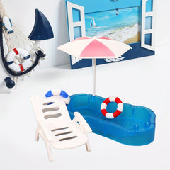Dollhouse Swimming Pool Set Beach Chair Toy