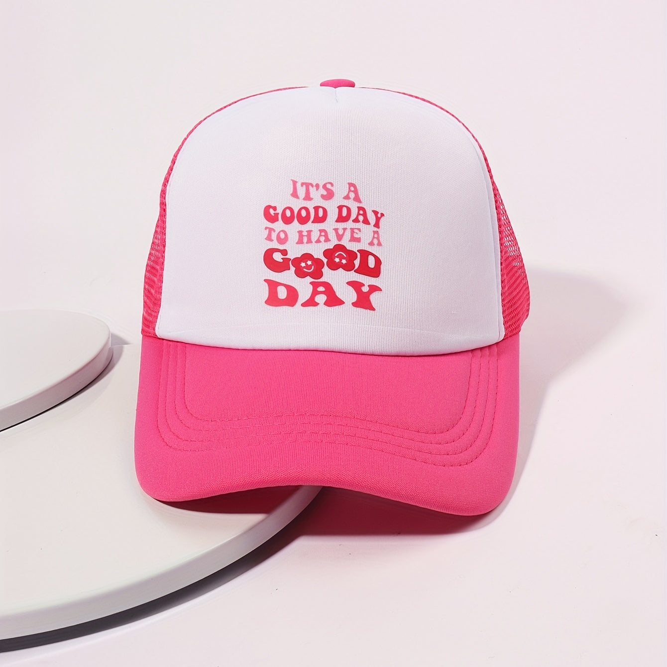 Rose Red Adjustable Trucker Hat Breathable Dad Hats For Women