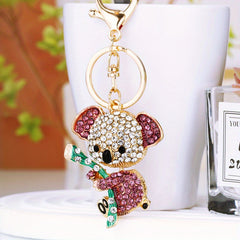 Rhinestone Koala Keychain Metal Key Ring Purse Bag Backpack Car Charm
